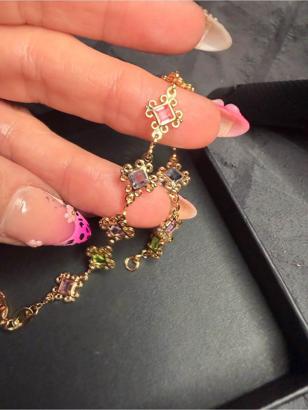 Gold Filled Multicolor Baguette CZ Bracelet | Adjustable